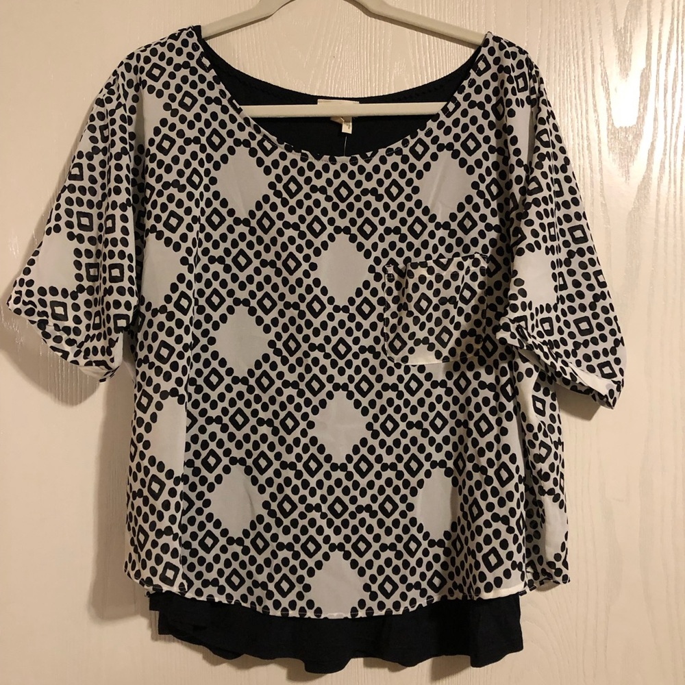 Anthropology Meadow Rue black white layered shirt